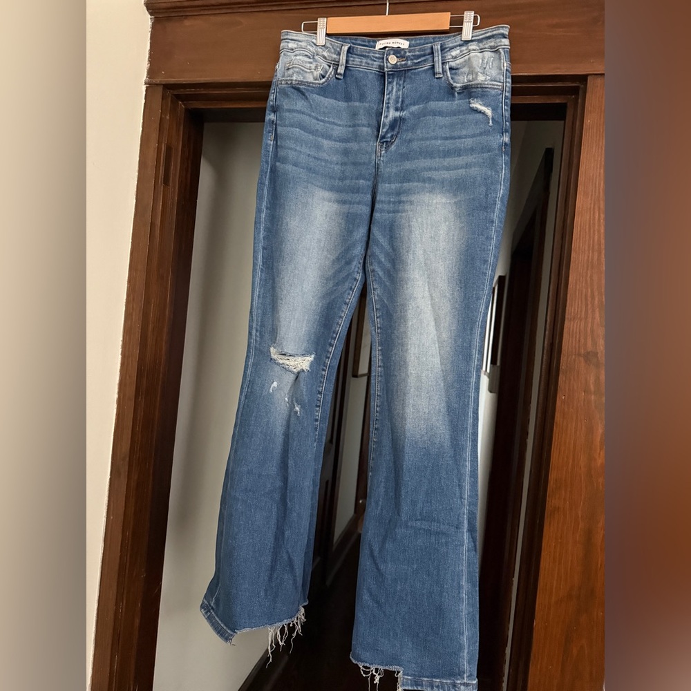 Flying Monkey Distressed Blue Flare Jeans